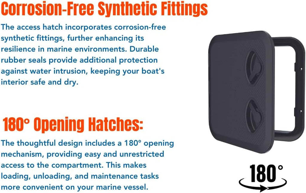 Marine Boat Deck Rectangular Access Hatch - White/Black, Lock and Key/Regular