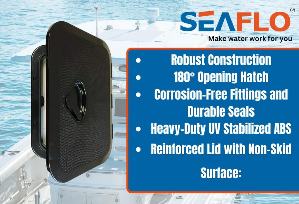 Marine Boat Deck Rectangular Access Hatch - White/Black, Lock and Key/Regular