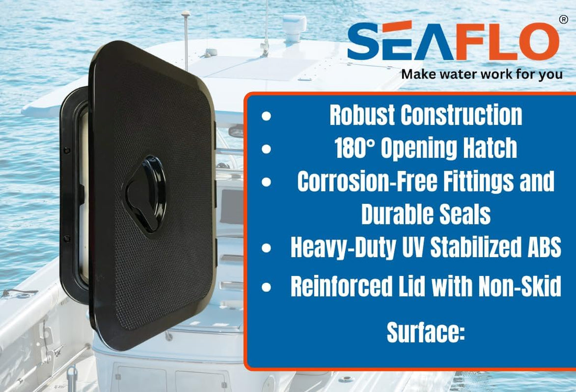 Marine Boat Deck Rectangular Access Hatch - White/Black, Lock and Key/Regular