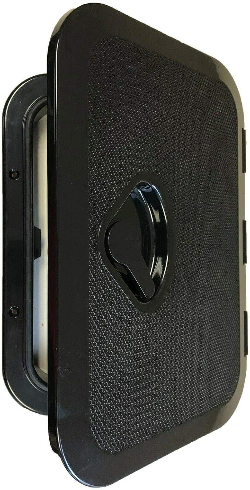 Marine Boat Deck Rectangular Access Hatch - White/Black, Lock and Key/Regular