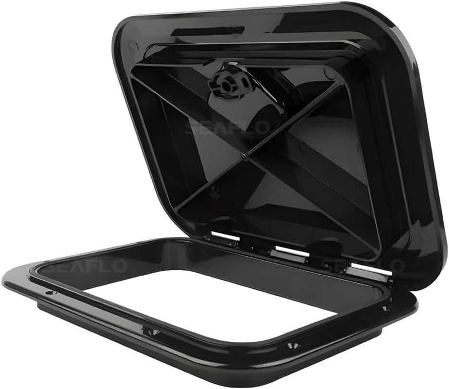 Marine Boat Deck Rectangular Access Hatch - White/Black, Lock and Key/Regular