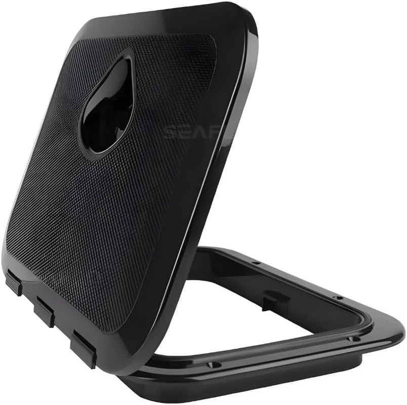 Marine Boat Deck Rectangular Access Hatch - White/Black, Lock and Key/Regular