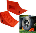 Heavy Duty Wheel Chocks (2 Pack) - Durable, Non-Slip, Solid Rubber Wheel Chocks for Boat Trailers, RV, Truck, Camper - Perfect on All Surfaces and in All Weather - Orange…