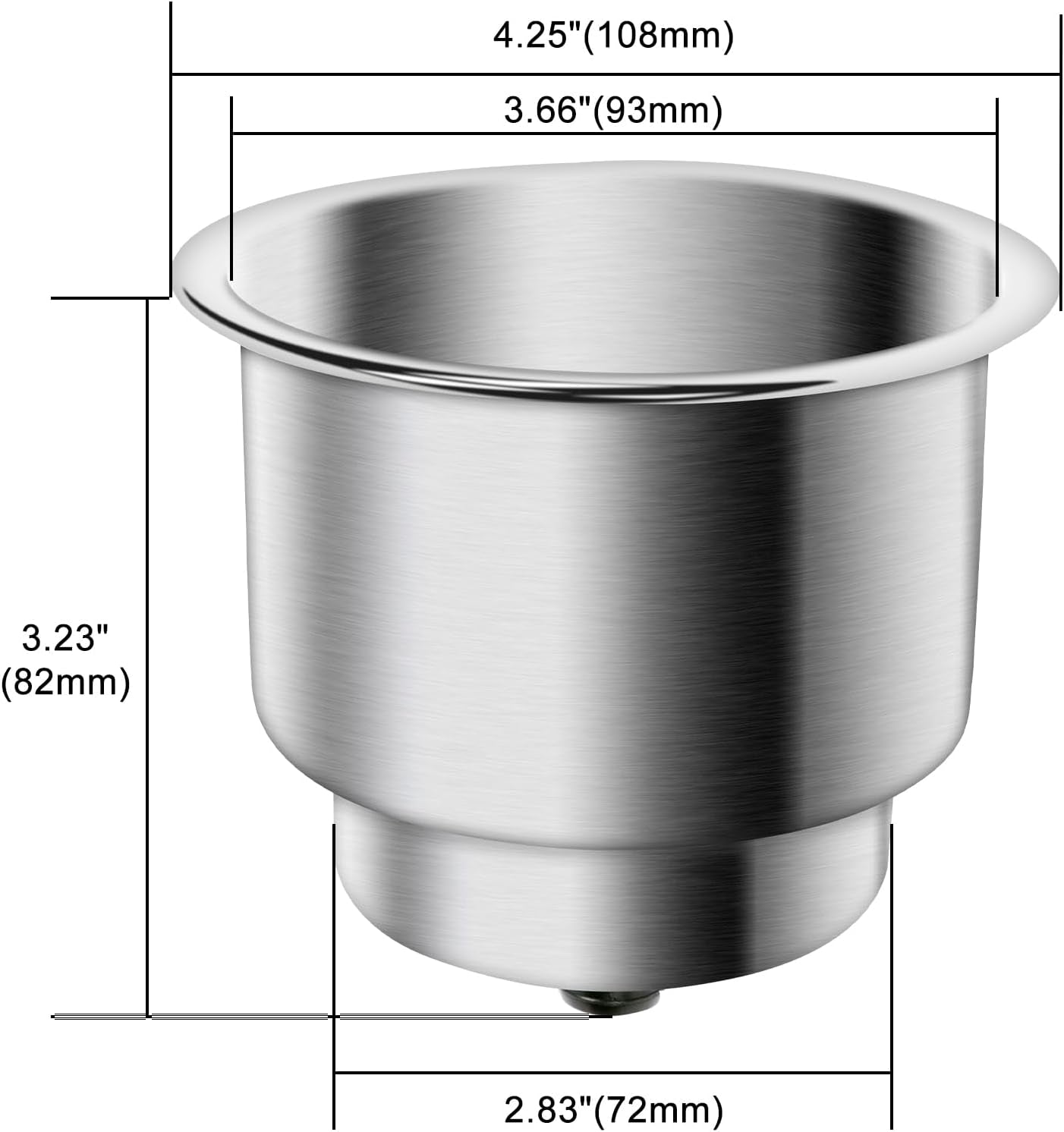 4Pcs Stainless Steel Cup Drink Holder with Drain for Marine Boat RV Camper