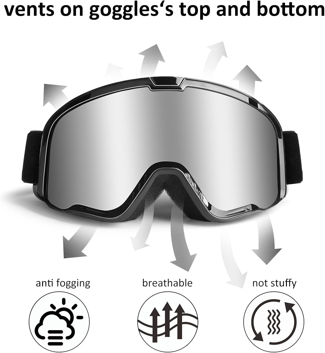 Motocross Goggles for Adult ATV, Motorcycle, Dirtbike & Offroad - UV400 Anti-Scratch, Dustproof Silver MX Goggles