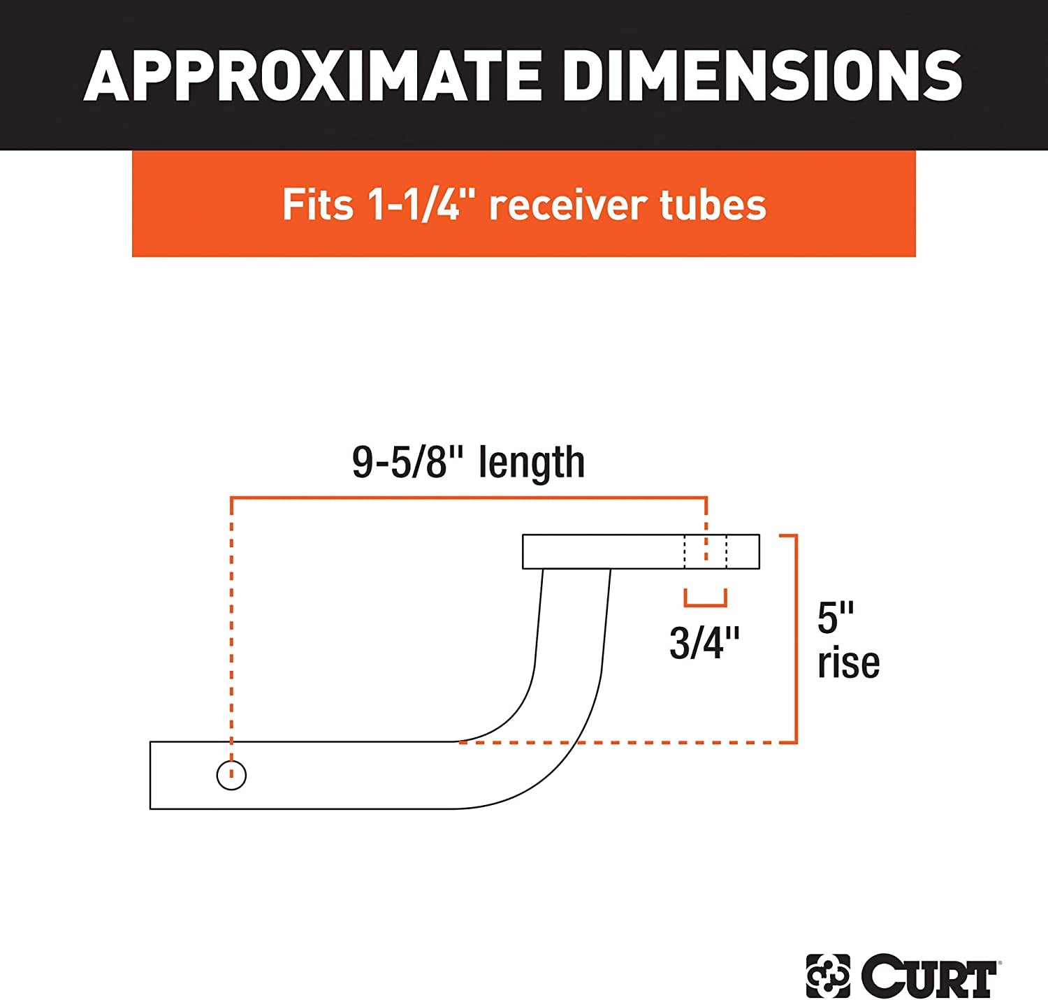 45014 Class 2 Trailer Hitch Ball Mount, Fits 1-1/4-Inch Receiver, 3,500 Lbs, 3/4-Inch Hole, 5-Inch Rise