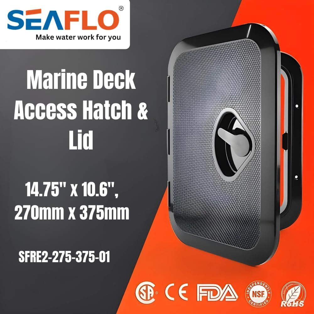 Marine Boat Deck Rectangular Access Hatch - White/Black, Lock and Key/Regular