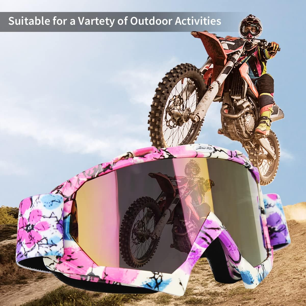 Motocross Goggles - ATV Dirt Bike Motorcycle UTV MX Offroad Riding Goggles with anti UV, Dustproof, anti Fog Lenses for Men, Women, Youth & Kids