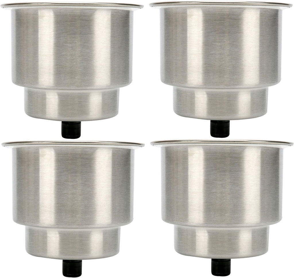 4Pcs Stainless Steel Cup Drink Holder with Drain for Marine Boat RV Camper