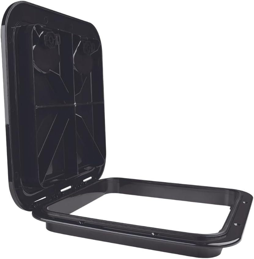 Marine Boat Deck Rectangular Access Hatch - White/Black, Lock and Key/Regular