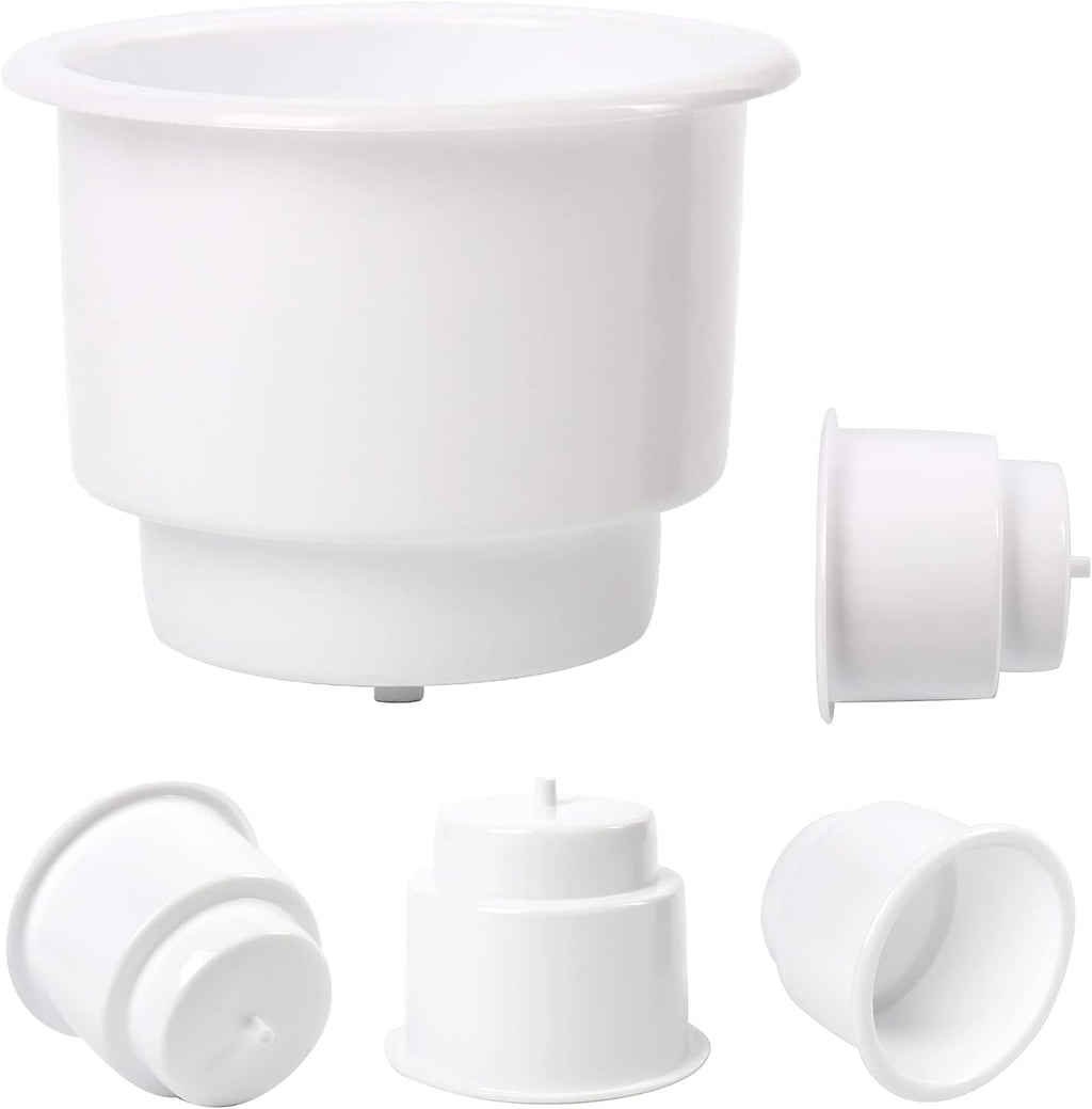 4Pcs Marine Plastic Cup Drink Holder with Drain Insert, White