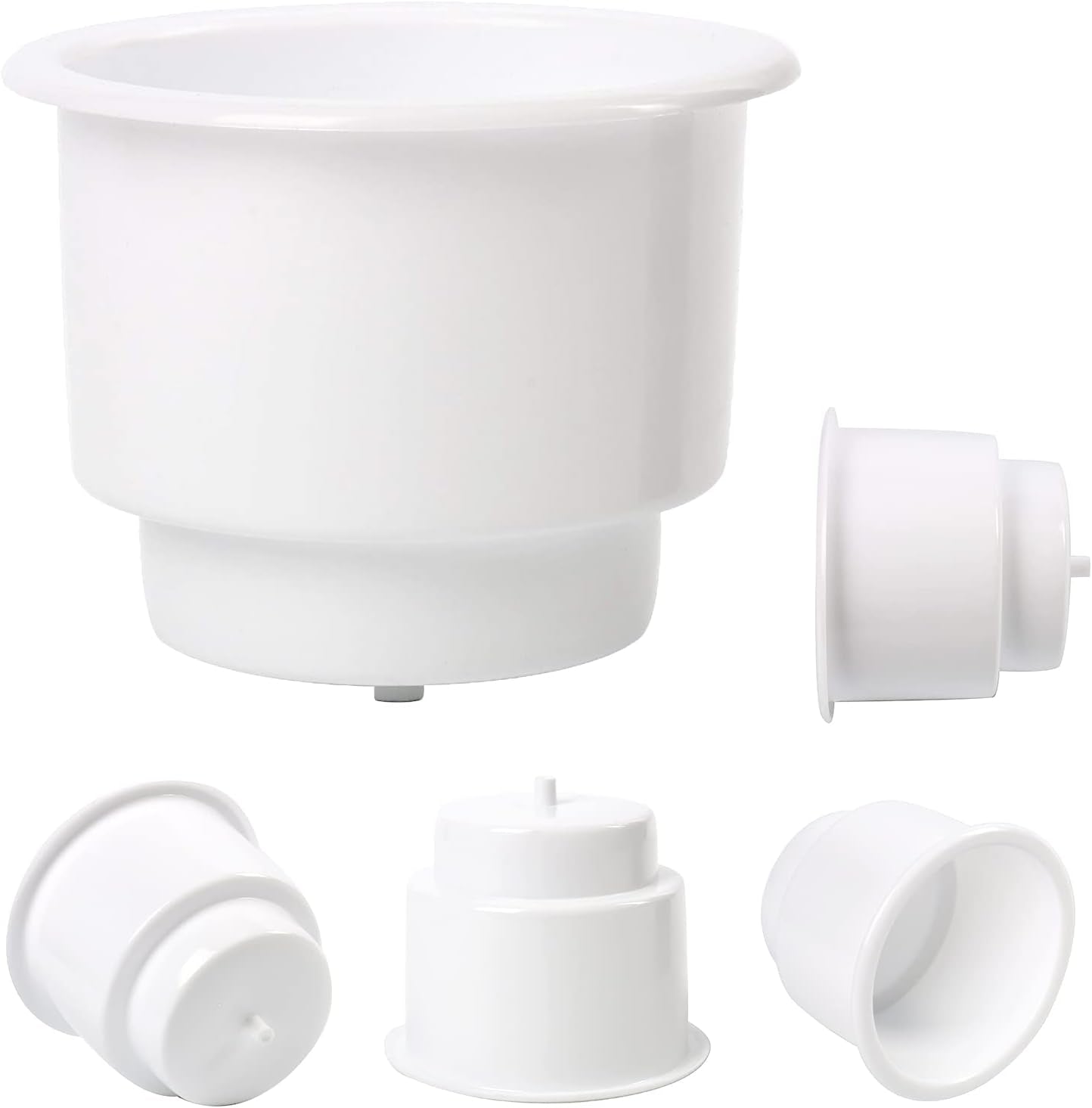 4Pcs Marine Plastic Cup Drink Holder with Drain Insert, White