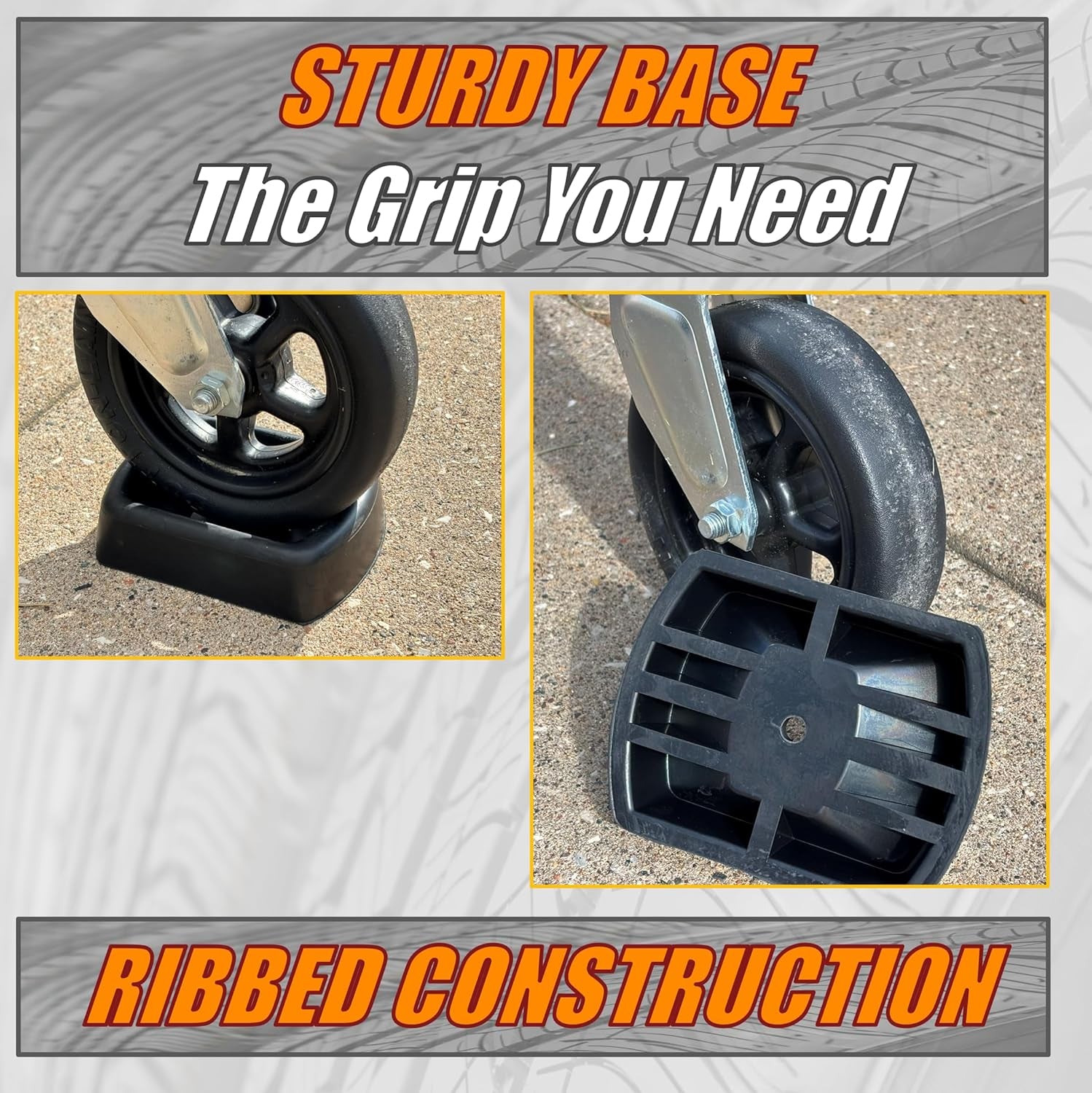 Jack Wheel Chock Dock Block – Fits 6" Caster, Heavy Duty Reinforced Rubber Stabilizer for Trailer, RV, Boat, Camper, Jet Ski – Secure, Prevent Rolling, Weather-Resistant, High Grip Lock